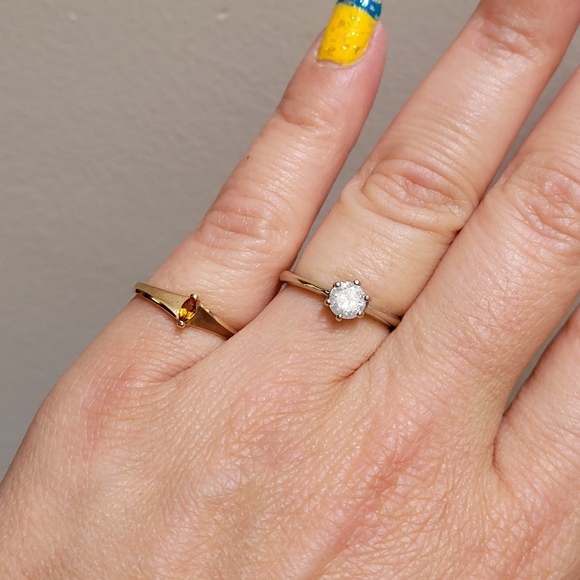 Vintage 9k White gold Diamond solitaire ring - Picture 7 of 9